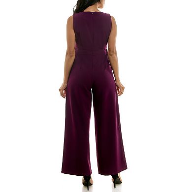 Women's Nina Leonard Squareneck Wide-Leg Jumpsuit