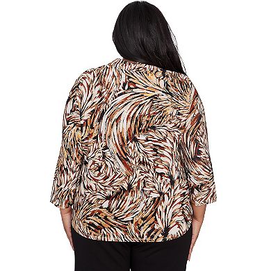 Plus Size Alfred Dunner Brushstroke Textured Button Down Top