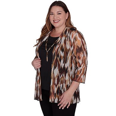 Plus Size Alfred Dunner Two In One Mesh Top With Detachable Necklace