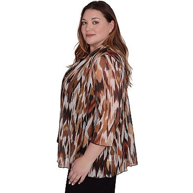 Plus Size Alfred Dunner Two In One Mesh Top With Detachable Necklace