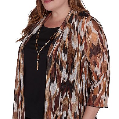 Plus Size Alfred Dunner Two In One Mesh Top With Detachable Necklace