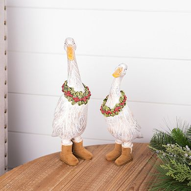 Melrose Winter Goose Figurines Floor Decor 2-Piece Set