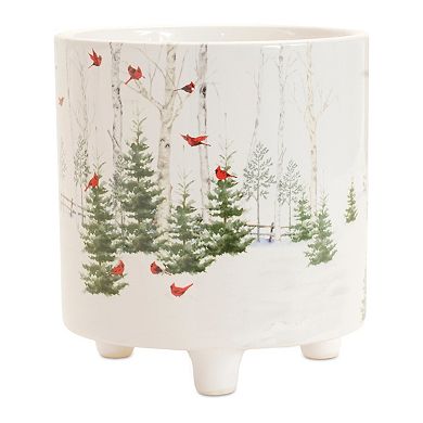 Melrose Winter Cardinal Forest Planter 2-pc. Set