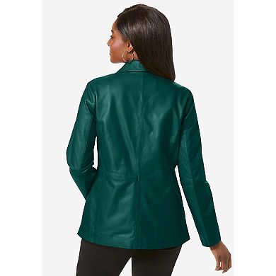 Jessica London Women's Plus Size Leather Blazer