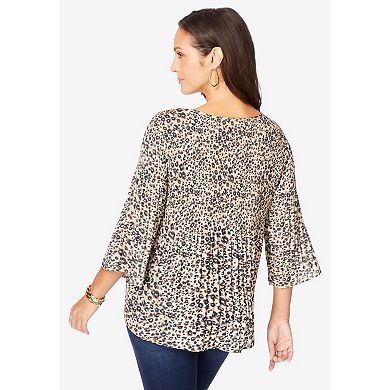 Jessica London Women's Plus Size Pleated Blouse