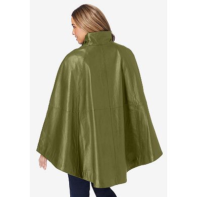 Jessica London Women's Plus Size Leather Poncho