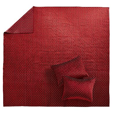 Levtex Home Cross Stitch Velvet Red Reversible Quilt Set or Sham