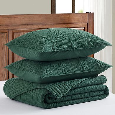 Levtex Home Reversible O Christmas Tree Green Quilt Set