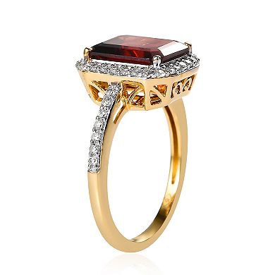 14k Gold Over Silver Gemstone Halo Ring