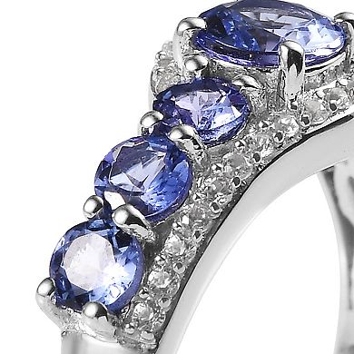 Sterling Silver Tanzanite & Cubic Zirconia Accent Ring