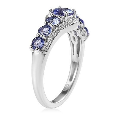 Sterling Silver Tanzanite & Cubic Zirconia Accent Ring