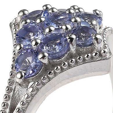 Sterling Silver Tanzanite Cluster Ring