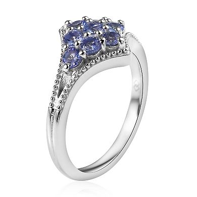 Sterling Silver Tanzanite Cluster Ring