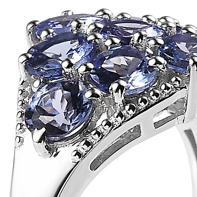 Sterling Silver Tanzanite Cluster Ring