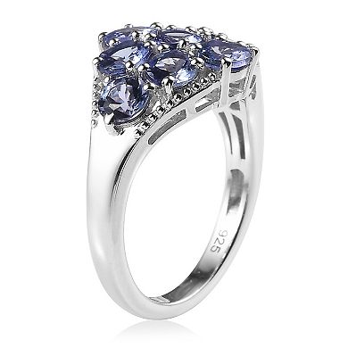 Sterling Silver Tanzanite Cluster Ring