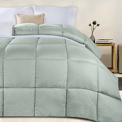 SUPERIOR Monochrome Basketweave Plush Microfiber Down Alternative Comforter