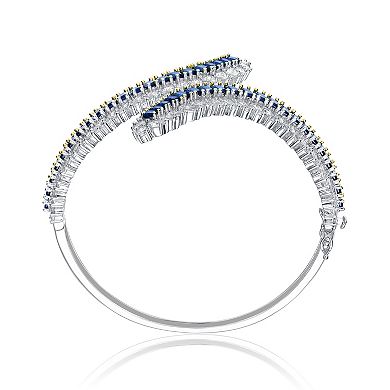 Sterling Silver Cubic Zirconia Wide Bangle Bracelet