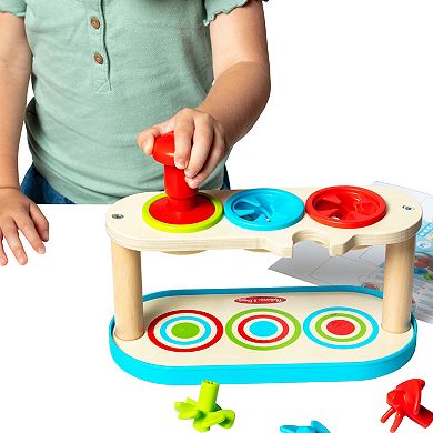 Melissa & Doug Match & Push Spinning Tops Wooden Developmental Skills Learning Toy