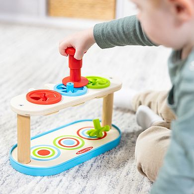 Melissa & Doug Match & Push Spinning Tops Wooden Developmental Skills Learning Toy