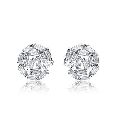 Sterling Silver Baguette Cubic Zirconia Bundle Stud Earrings