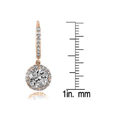 Sterling Silver Cubic Zirconia Round Drop Euro Earrings