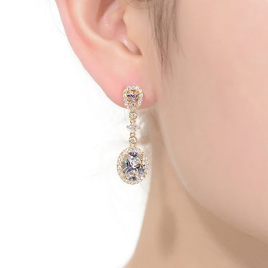 Sterling Silver Cubic Zirconia Accent Long Drop Earrings