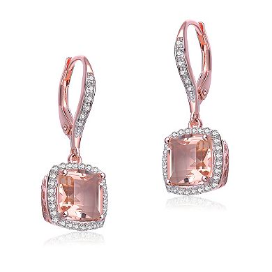 18k Rose Gold over Sterling Silver Cubic Zirconia Drop Earrings