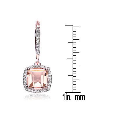 18k Rose Gold over Sterling Silver Cubic Zirconia Drop Earrings