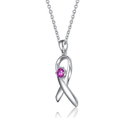 Sterling Silver Pink Cubic Zirconia Loop Necklace