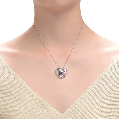 Sterling Silver Pink Cubic Zirconia Heart Necklace