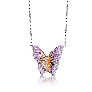 Sterling Silver Cubic Zirconia Butterfly Necklace