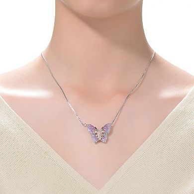 Sterling Silver Cubic Zirconia Butterfly Necklace