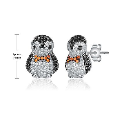 Sterling Silver Multi-Colored Cubic Zirconia Stud Earrings