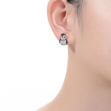 Sterling Silver Multi-Colored Cubic Zirconia Stud Earrings