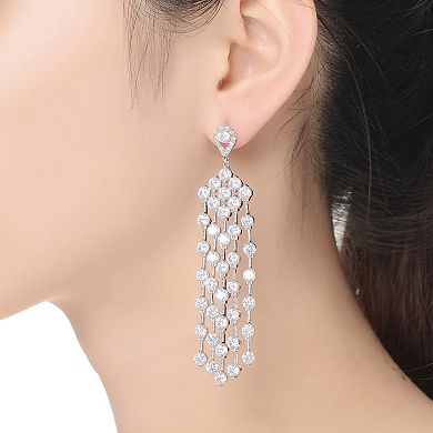 Sterling Silver Cubic Zirconia Long Chandelier Earrings