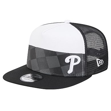 Men's New Era Black Philadelphia Phillies Checkmate Trucker 9FIFTY Snapback Hat