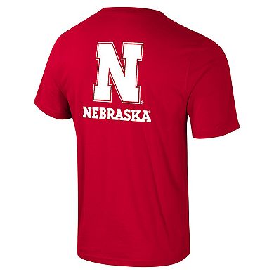 Men's Colosseum Scarlet Nebraska Huskers Logo Lockup 2-Hit Active Blend T-Shirt