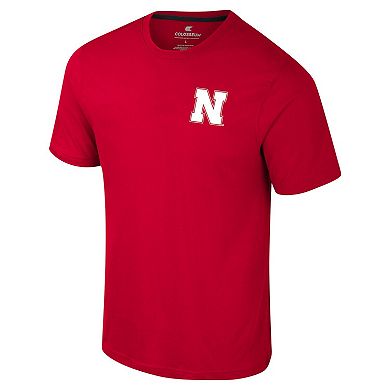 Men's Colosseum Scarlet Nebraska Huskers Logo Lockup 2-Hit Active Blend T-Shirt