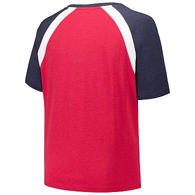 Women's New Era Red Atlanta Braves Plus Size Raglan V-Neck T-Shirt