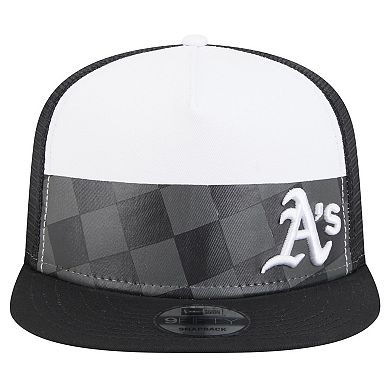 Men's New Era Black Oakland Athletics Checkmate Trucker 9FIFTY Snapback Hat