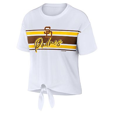 Women's WEAR by Erin Andrews White San Diego Padres Tie-Front T-Shirt