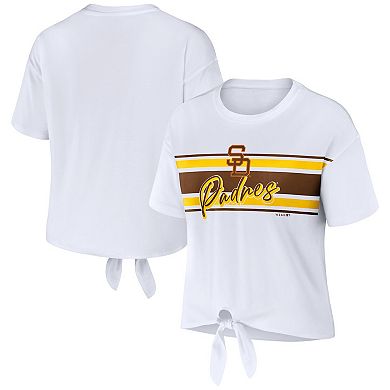 Women's WEAR by Erin Andrews White San Diego Padres Tie-Front T-Shirt