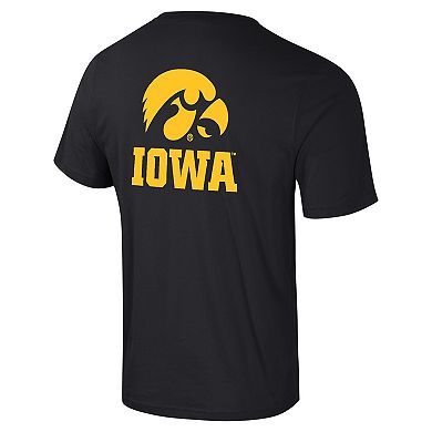 Men's Colosseum Black Iowa Hawkeyes Logo Lockup 2-Hit Active Blend T-Shirt