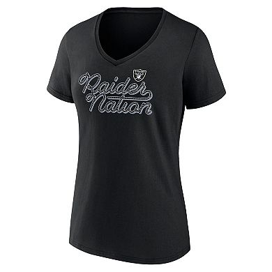 Women's Fanatics Black Las Vegas Raiders Hometown Defensive Stand V-Neck T-Shirt