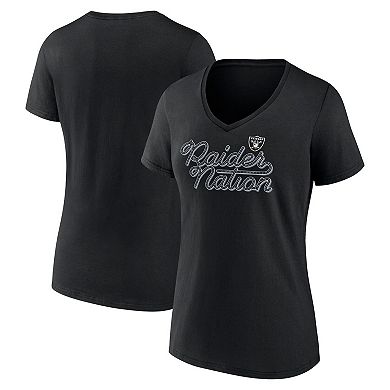 Women's Fanatics Black Las Vegas Raiders Hometown Defensive Stand V-Neck T-Shirt