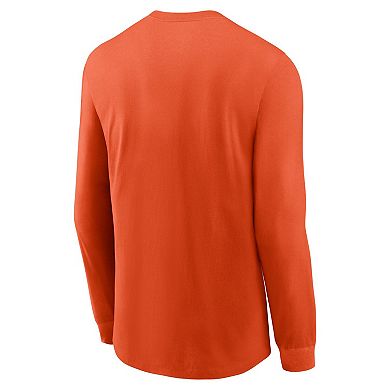 Men's Nike Orange Clemson Tigers Primary Logo Long Sleeve T-Shirt