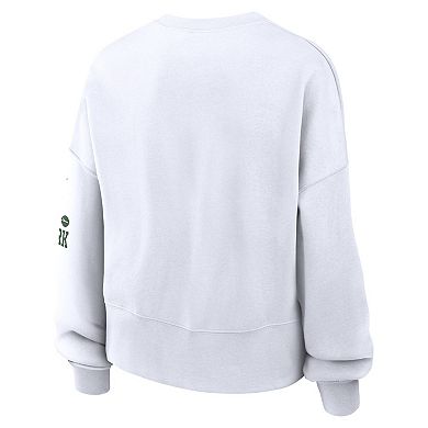 Women's Nike White New York Jets Oversized Long Sleeve Cropped Sweatshirt