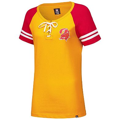 Women's New Era Orange Tampa Bay Buccaneers Throwback Lace-Up Raglan T-Shirt