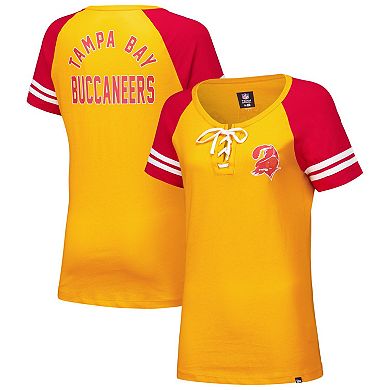 Women's New Era Orange Tampa Bay Buccaneers Throwback Lace-Up Raglan T-Shirt