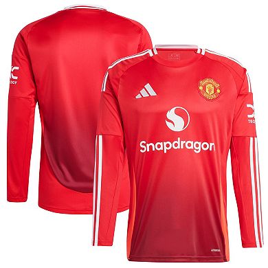 Men's adidas Red Manchester United 2024/25 Home Long Sleeve Replica Jersey